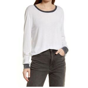 NWT Treasure & Bond Long Sleeve Ringer T Shirt in White and Charcoal Grey